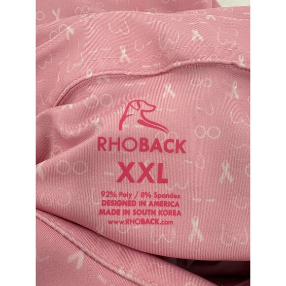 Rhoback Mens Pink Ribbon‎ Polo Shirt XXL Breast Cancer Awareness Collared - Picture 8 of 10
